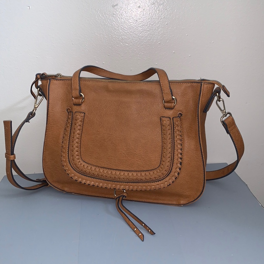 Sole Society Women’s Brown Vegan Satchel Crossbody Handbag